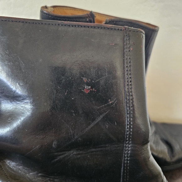 Cat's Paw VTG Cowboy Western Zip Black Leather(OutsideInside) Men's Boots Sz 8.5 - Picture 7 of 12